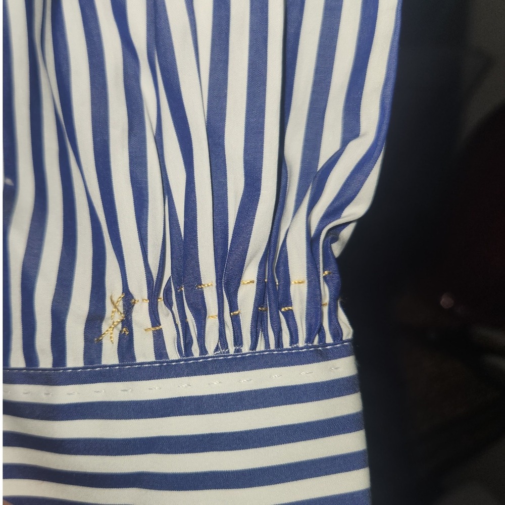LE SARTE PETTEGOLE Striped Button Down Shirt Blue White Women's size 6 NWT $290 - Picture 6 of 9